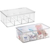 image:imagemDesign Plastic First Aid Kit Storage Box with Clear Top Lid for Bathroom Kitchen Cabinet Closet Drawer  Organizes Medicine Ointments Adhesive Bandages Dental 8 Divided Sections  Clear8 sections Pack of 2