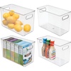 image:imagemDesign Plastic Food Storage Container Bin with Handles  for Kitchen Pantry Cabinet FridgeFreezer  Narrow for Snacks Produce Vegetables Pasta  BPA Free Food Safe  4 Pack Clear12 x 6 x 8 Pack of 4