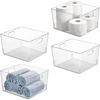 image:imagemDesign Plastic Modern Storage Organizer Bin Basket with Handles for Bathroom Organization  Shelf Cubby Cabinet Vanity and Closet Organizing Decor  Ligne Collection  Clear12 x 10 x 8 Pack of 4