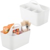 image:imagemDesign Plastic Portable Craft Storage Organizer Caddy Tote Divided Basket Bin wHandle  Craft Sewing Art Supplies  Holds Brushes Colored Pencils  Lumiere Collection  White 2 PackWhite