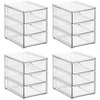 image:imagemDesign Plastic Stackable Organizer with 3 Drawers  PullOut Drawer Storage Bin for Bathroom SinkCabinet Organization  Perfect for Makeup Small Towels and More  Lumiere Collection 2 Pack Clear8 x 6 x 8 Pack of 4