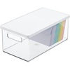 image:imagemDesign Plastic Storage Bin Box Container with Lid BuiltIn Handles Organization for Pens Pencils or Work Supplies in Home Office Cabinet or Desk Top Ligne Collection ClearWhite