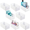 image:imagemDesign Plastic Storage Organizer Wide Container Bin with Handles for Bathroom Home Organization  Holds Vitamins Supplements Makeup Styling Tools  Ligne Collection  8 Pack  White