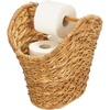 image:imagemDesign Rustic Farmhouse Water Hyacinth Toilet Paper HolderDispenser Basket with Dowel Rod  Storage Organizer for Master or Guest Bathroom Organization  Holds 5 Rolls of Toilet Paper  NaturalTan
