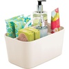 image:imagemDesign Small Plastic ShowerBath Storage Organizer Caddy Tote with Handle for Dorm Shelf Cabinet  Hold Soap Shampoo Conditioner Combs Brushes Lumiere Collection CreamBeigeCream