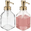 image:imagemDesign Square Glass Refillable Liquid Soap Dispenser Pump Bottle for Bathroom Vanity Countertop Kitchen Sink  Holds Hand Soap Dish Soap Hand Sanitizer Essential Oils  2 Pack  ClearBronzeClearSoft Brass