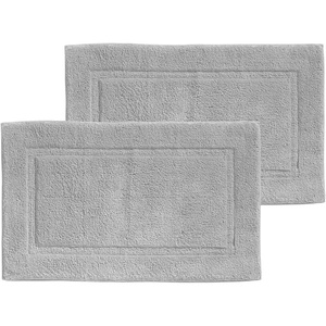 image:imagemDesign 100 Cotton Bath Mat  Soft HotelStyle Rectangular Bathroom Floor Rug  Plush Water Absorbent Cloth Bathmat for Outside BathtubShower Machine Washable Cotton Bath Rug  2 Pack  GrayGrey