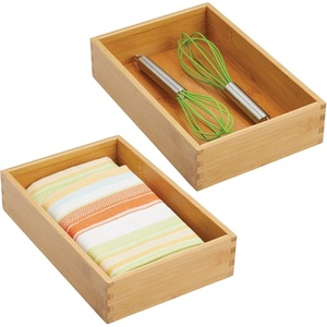 image:imagemDesign Bamboo Kitchen Cabinet Drawer Organizer Tray Bin  EcoFriendly Multipurpose  Use in Drawers on Countertops Shelves or in Pantry  69 x 1042 Pack  Natural Wood Finish65 x 105 x 236