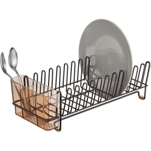 image:imagemDesign Dish Tray  Practical Draining Rack for Sink  Great Draining Rack  Up to 12 Plates and Cutlery  BronzeAmberBronze