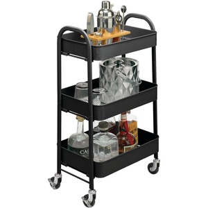 image:imagemDesign Metal 3Tier Rolling Utility Storage Carts  Organizer Trolley for Bathroom Kitchen Laundry Office and Kids Rooms  Heavy Duty Caddy with 4 Caster Wheels  Matte BlackMatte Black