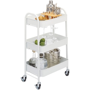 image:imagemDesign Metal 3Tier Rolling Utility Storage Carts  Organizer Trolley for Bathroom Kitchen Laundry Office and Kids Rooms  Heavy Duty Caddy with 4 Caster Wheels  Matte BlackMatte White