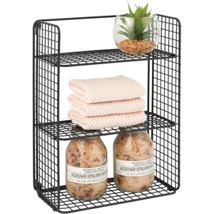 image:imagemDesign Metal Wire 3Tier Hanging Shelf for Bathroom Storage  Wall Mounted Decorative Shelves  Floating Metal Shelf Basket  Wall Shelving  Concerto Collection  Black