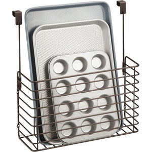 image:imagemDesign Over The Cupboard Hanging Storage Basket  Metal Bakeware Organiser and Cutting Board Holder  Excellent Kitchen Storage Solution  BronzeBronze