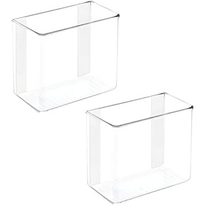 image:imagemDesign Plastic Adhesive Wall Mount Storage Organizer Container for Bathroom Shower Vanity Cosmetic Organization  Hold Shampoo Conditioner Vitamins 6 Wide Poppon Collection 2 Pack Clear