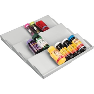 image:imagemDesign Plastic AdjustableExpandable Vitamin Rack Drawer Organizer Tray Insert for Bathroom Vanity Drawers  3 Slanted Storage Shelves  Supplements Medication  Light Gray