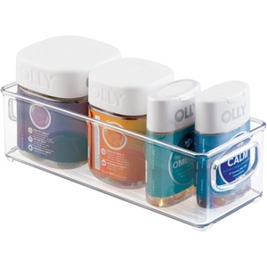 image:imagemDesign Plastic Bathroom Storage Container Bins w Handles  Closet Cabinet Vanity Cupboard Shelf Organization Hair Tools Accessory Organizer  Ligne Collection Clear 10x6x5 Pack of 410 x 4 x 3 Pack of 1