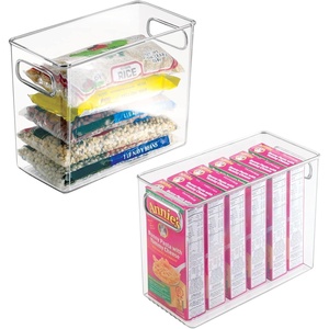 image:imagemDesign Plastic Modern Kitchen Pantry Food Storage Container Bin w Handles  Cabinet FridgeFreezer Countertop Organizer  SnacksDrinkAppliances Ligne Collection Clear 10x5x8 Pack of 210 x 5 x 8 Pack of 2