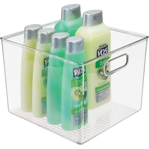 image:imagemDesign Plastic Modern Storage Organizer Bin Basket with Handles for Bathroom Organization  Shelf Cubby Cabinet Vanity and Closet Organizing Decor  Ligne Collection  Clear10 x 10 x 8 Pack of 1