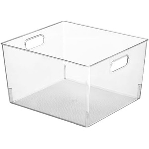 image:imagemDesign Plastic Modern Storage Organizer Bin Basket with Handles for Bathroom Organization  Shelf Cubby Cabinet Vanity and Closet Organizing Decor  Ligne Collection  Clear12 x 10 x 8 Pack of 8