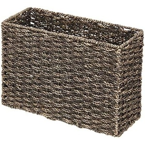 image:imagemDesign Rustic Farmhouse Woven Seagrass Toilet Paper Holder Basket  Large Storage Organizer Tank Topper for Bathroom Counter or Top of Toilet  Holds 6 Rolls of Toilet Paper  Black WashBlack Wash