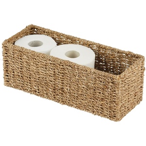 image:imagemDesign Small Natural Woven Seagrass Bathroom Toliet Roll Holder Storage Organizer Basket Bin Use on Bathroom Countertop Toilet Tank Top  Holds 3 Rolls of Toilet Paper  NaturalTan
