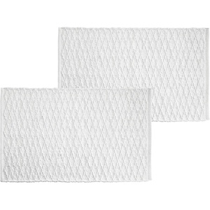 image:imagemDesign Soft 100 Cotton Luxury HotelStyle Rectangular Spa Mat Rug Water Absorbent Diamond Design  for Bathroom Vanity BathtubShower Machine Washable  34 x 21  2 Pack  White