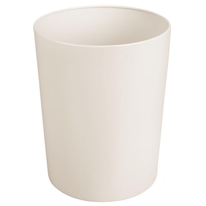 image:imagemDesign Stainless Steel Round Metal Trash Can Small 28 Gallon Wastebasket Garbage Basket Bin for Bathroom Bedroom Kitchen or Home Office Holds Waste and Recycle Mirri Collection BrushedCream