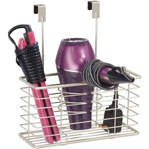 image:imagemDesign Steel Over CabinetDoor Hair Dryer Holder Storage Hair Styling Tool Organizer Basket for Bathroom  Blow Dryer Flat Iron Curling Wand Straightener Linelle Collection  SatinSatin