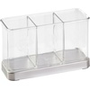 image:imagemDesign Cutlery Holder Modern Cutlery Basket for The Kitchen Table Pantry or Cupboard Kitchen Storage with 3 Compartments ClearChromeChromeClear