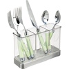 image:imagemDesign Cutlery Holder Modern Cutlery Basket for The Kitchen Table Pantry or Cupboard Kitchen Storage with 3 Compartments ClearChromeChromeClear