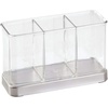 image:imagemDesign Cutlery Holder Modern Cutlery Basket for The Kitchen Table Pantry or Cupboard Kitchen Storage with 3 Compartments ClearChromeChromeClear