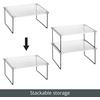 image:imagemDesign Metal Stacking Storage Organization for Kitchen Cabinet Shelves in Pantry Cupboard FridgeFreezer Organizer Stand for Plates Bowls Mugs Ligne Collection 2 Pack ClearMatte Black