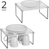 image:imagemDesign Metal Stacking Storage Organization for Kitchen Cabinet Shelves in Pantry Cupboard FridgeFreezer Organizer Stand for Plates Bowls Mugs Ligne Collection 2 Pack ClearMatte Black