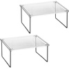 image:imagemDesign Metal Stacking Storage Organization for Kitchen Cabinet Shelves in Pantry Cupboard FridgeFreezer Organizer Stand for Plates Bowls Mugs Ligne Collection 2 Pack ClearMatte Black