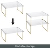 image:imagemDesign Metal Stacking Storage Organization for Shelves Inside Cabinet in Kitchen Pantry Cupboard FridgeFreezer Organizer Stand for Plates Bowls Mugs Ligne Collection 4 Pack ClearSoft Brass
