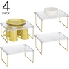 image:imagemDesign Metal Stacking Storage Organization for Shelves Inside Cabinet in Kitchen Pantry Cupboard FridgeFreezer Organizer Stand for Plates Bowls Mugs Ligne Collection 4 Pack ClearSoft Brass