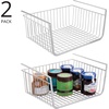 image:imagemDesign Metal Under Shelf Basket for Kitchen Storage  Wire Farmhouse Sliding Bin Basket for Pantry  Large Open Front Organizer for Food Drinks Snacks  Hyde Collection 2 Pack  ChromeChrome