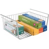 image:imagemDesign Metal Under Shelf Basket for Kitchen Storage  Wire Farmhouse Sliding Bin Basket for Pantry  Large Open Front Organizer for Food Drinks Snacks  Hyde Collection 2 Pack  ChromeChrome