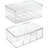 image:imagemDesign Plastic Stackable Divided Storage Organizer with Lid for Tea Bags and Coffee Pods in Kitchen Cabinet Countertop Ligne Collection Includes 1 Tea Organizer and 1 Coffee Pod Organizer Clear