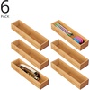 image:imagemDesign Slim Wooden Bamboo Drawer Organizer for Office  12 Long Stackable Storage Box Tray for Desk DrawersCabinet  Junk Drawer and Accessories Organization  Echo Collection 6 Pack Natural Wood