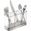 image:imagemDesign Cutlery Holder Modern Cutlery Basket for The Kitchen Table Pantry or Cupboard Kitchen Storage with 3 Compartments ClearChromeChromeClear