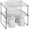 image:imagemDesign Metal Stacking Storage Organization for Kitchen Cabinet Shelves in Pantry Cupboard FridgeFreezer Organizer Stand for Plates Bowls Mugs Ligne Collection 2 Pack ClearMatte Black