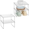 image:imagemDesign Metal Stacking Storage Organization for Shelves Inside Cabinets in Kitchen Pantry Cupboard FridgeFreezer  Organizer Stand for Plates Bowls Mugs Ligne Collection 4 Pack ClearChrome