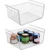 image:imagemDesign Metal Under Shelf Basket for Kitchen Storage  Wire Farmhouse Sliding Bin Basket for Pantry  Large Open Front Organizer for Food Drinks Snacks  Hyde Collection 2 Pack  ChromeChrome