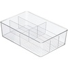 image:imagemDesign Plastic Kitchen Cabinet Storage Organizer Bin Box  6 Divided Sections for Pantry Shelves Countertops Island or Cupboard  Holds Snacks Tea Bags Spices Sauces Ligne Collection Clear1
