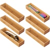 image:imagemDesign Slim Wooden Bamboo Drawer Organizer for Office  12 Long Stackable Storage Box Tray for Desk DrawersCabinet  Junk Drawer and Accessories Organization  Echo Collection 6 Pack Natural Wood