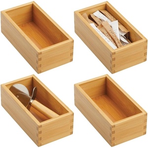 image:imagemDesign Bamboo Storage Bin Container Drawer Organizer Crate Boxes for Kitchen Pantry Cabinet Shelf Island or Countertop Holds Snacks Spices or Drinks Echo Collection 4 Pack NaturalTan35 x 25 x 7 Pack of 4