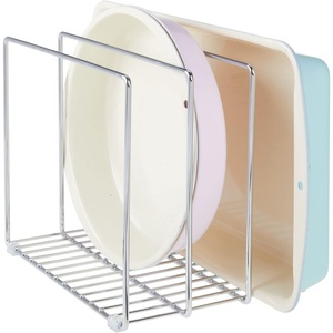 image:imagemDesign Metal Pan Organizer for Kitchen Cabinet Counter Pantry Shelf  3 Slots for Baking Sheets Muffin Pans Cutting Boards Frying Pans  Pan Organizer and Storage  Concerto Collection  BlackChrome