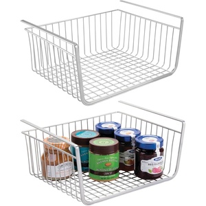 image:imagemDesign Metal Under Shelf Basket for Kitchen Storage  Wire Farmhouse Sliding Bin Basket for Pantry  Large Open Front Organizer for Food Drinks Snacks  Hyde Collection 2 Pack  ChromeChrome