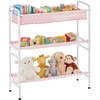 image:imagemDesign 3Tier Metal Frame Vertical Toy Storage Organizer Cart for ChildKids Bedroom Toy Room Playroom  Holds Toys Crayons Building Blocks Puzzles Crafts Books Blankets  PinkWhite